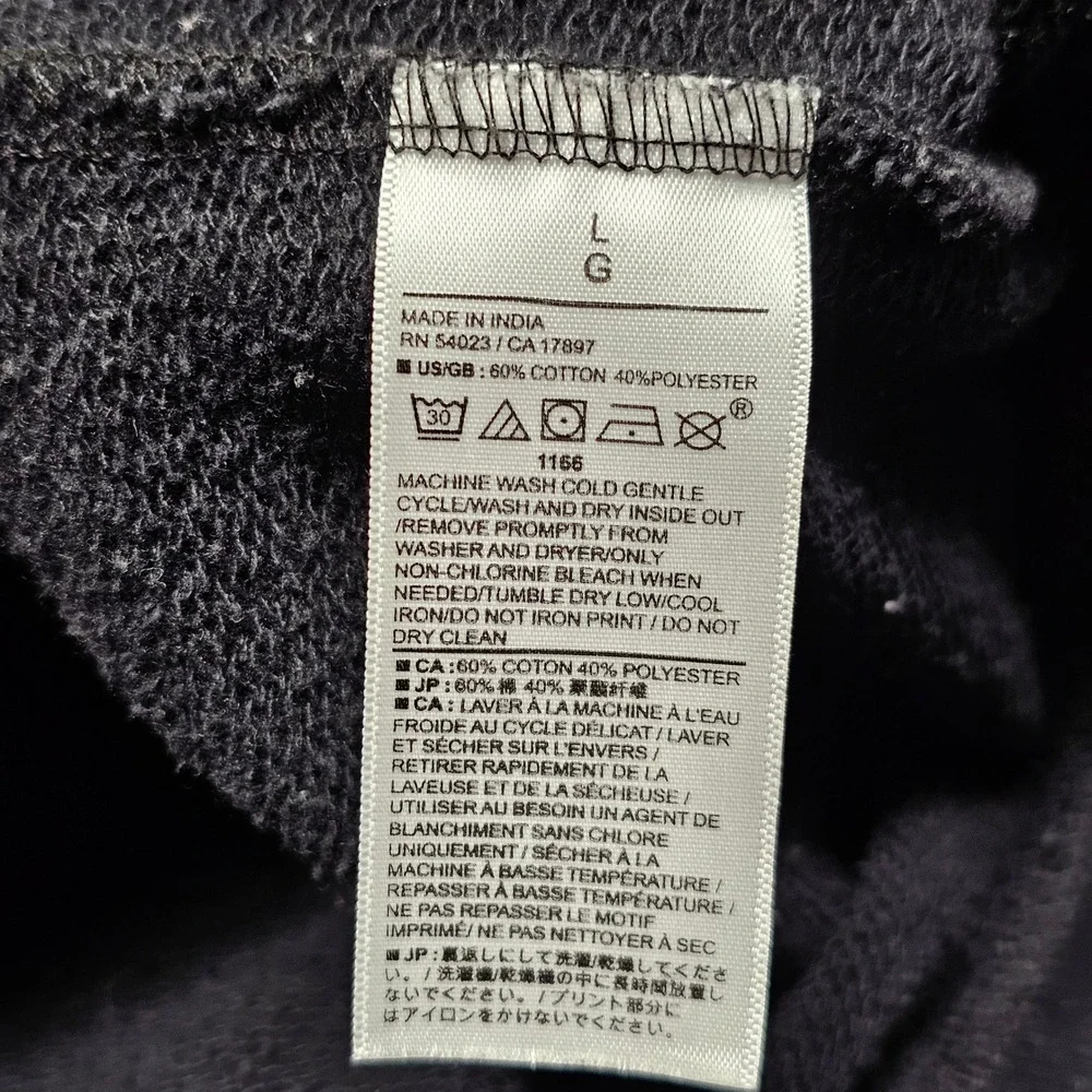 Banana Republic Mens Black Textured Star Logo Crewneck Sweatshirt Size Large